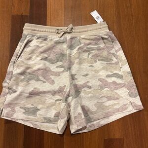 Old Navy Tan and Gray Athletic Shorts with Camouflage Design